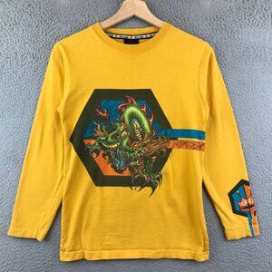 JNCO Jeans  Yellow Long Sleeve Graphic Tee With Dragon & Crown Design youth M